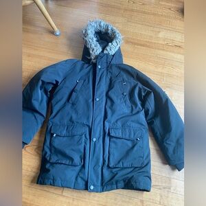 Swiss Tech kids Black Thick Puffer Winter Ski Coat boys girls size 10/12 w/Hood